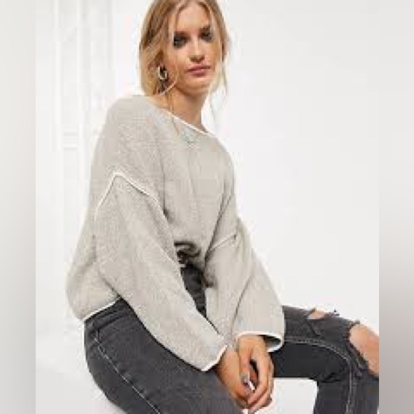 By Together NEW Boxy Oversized T Shirt Hem Top Sweater Sweatshirt Large - Picture 2 of 15